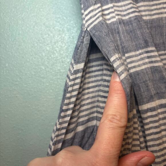 Comme Toi Anthropologie Striped Pleated Midi Skirt Pockets Lined Size Medium - Picture 2 of 9